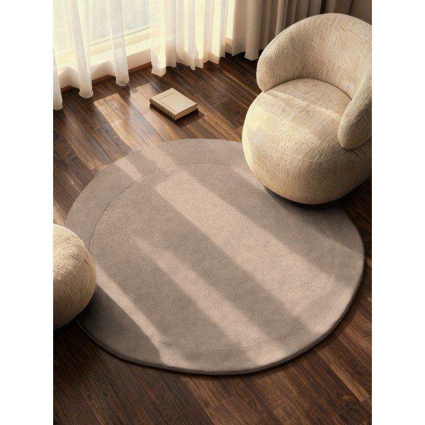 Beiger, handgewebter, runder Teppich mit Wollanteil, Ø 160 cm Organic Kivi Beige - Villeroy&Boch-image-1