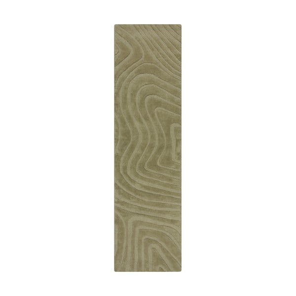 Khaki, handgewebter Wollläufer, 60 x 230 cm Mesmerise Sage - Flair Rugs