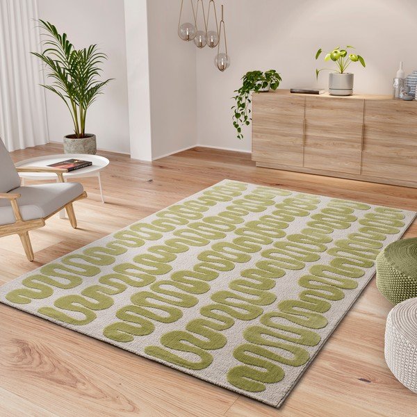 Hellgrüner/cremefarbener Teppich 160x230 cm Flashy – Universal-image-1