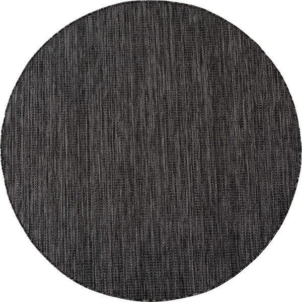 Schwarzer runder Teppich für drinnen und draußen, Durchmesser 80 cm Mira 1450 - Ayyildiz Carpets