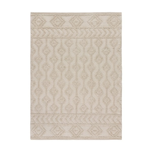 Cremefarbener, waschbarer, handgewebter Teppich aus recycelter Baumwolle, 160 x 230 cm Pamuk - Universal