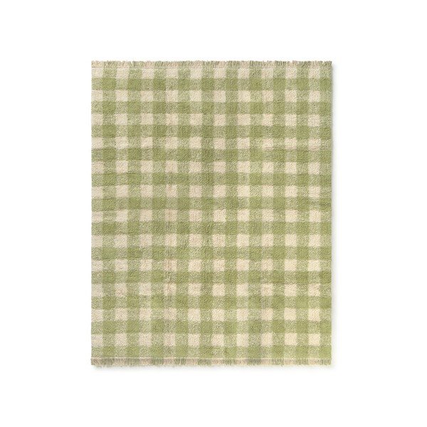 Grün Waschbar/Handgefertigt Kinderteppich Baumwolle 90x120 cm Vichy – Lorena Canals