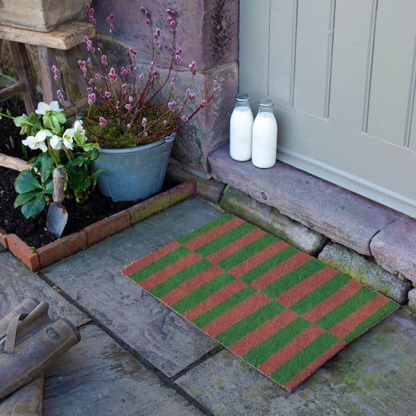 Fußmatte aus Kokosfasern, 40 x 60 cm Pink & Green Half Stripes - Artsy Doormats-image-4