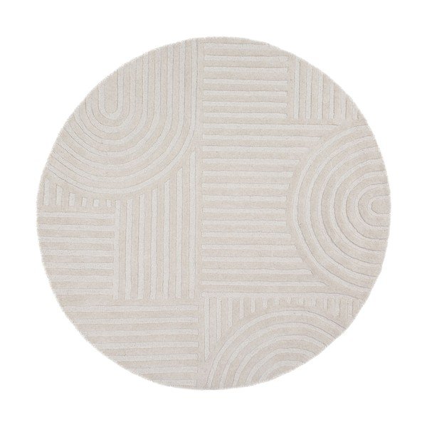 Handgewebter runder Wollteppich in Elfenbeinfarbe, Ø 160 cm Zen Garden - Flair Rugs