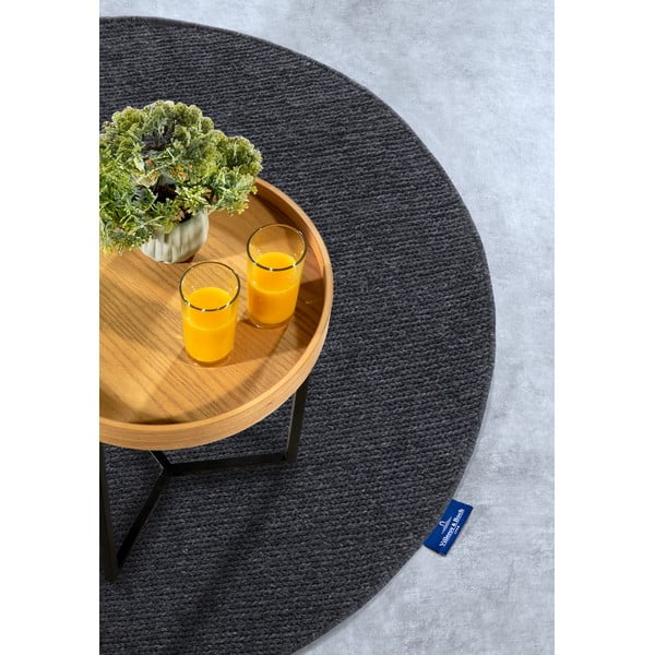 Dunkelgrauer, handgewebter runder Wollteppich, Ø 160 cm Francois - Villeroy&Boch-image-2