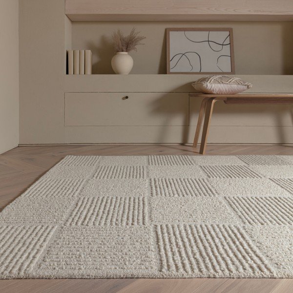 Handgewebter Wollteppich in Elfenbeinfarbe, 200 x 290 cm Zennith Grid - Asiatic Carpets-image-1