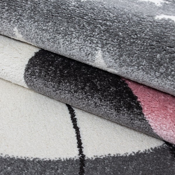 Rosa-grauer Kinderteppich, Ø 120 cm Kids - Ayyildiz Carpets-image-1
