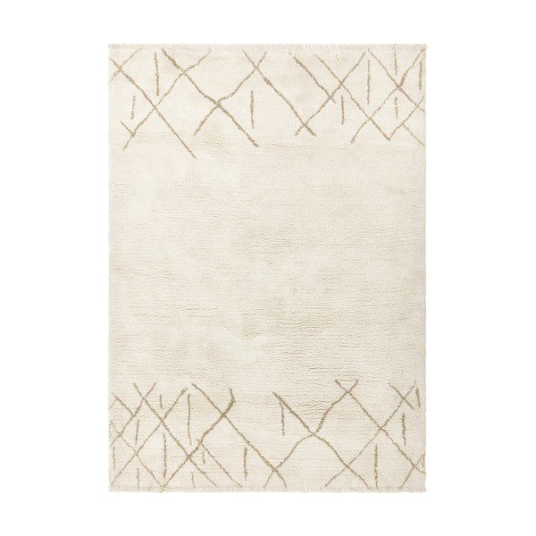 Cremefarbener, waschbarer/handgewebter Wollteppich, 120 × 170 cm Azera Crosshatch - Asiatic Carpets
