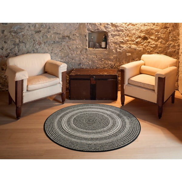 Schwarzer Teppich für Innen- und Außenbereiche ø 120 cm Silvana Rutto – Universal-image-1