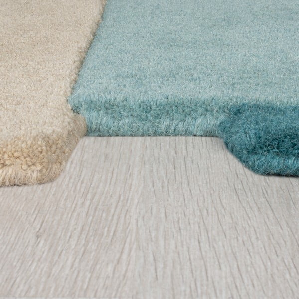 Blau-beiger Läufer aus Wolle, 66 × 300 cm Collage - Flair Rugs-image-4