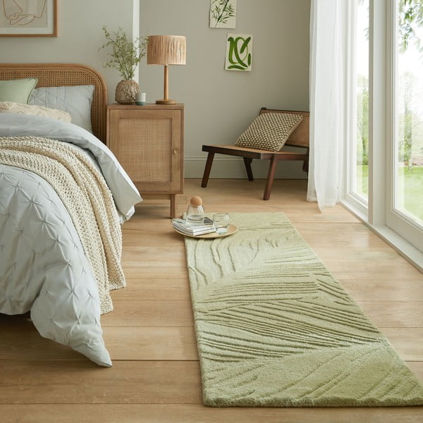 Grüner Wollteppich, Läufer, 60 × 230 cm Lino Leaf - Flair Rugs-image-1