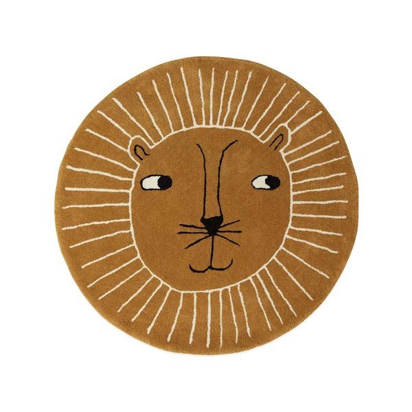 Brauner Kinderteppich mit Wollanteil, Ø 95 cm Lion - OYOY Mini