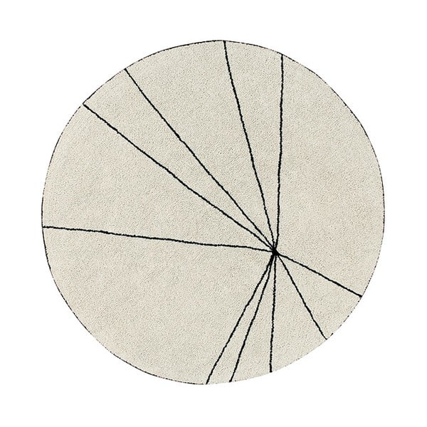 Cremefarbener, waschbarer, handgewebter runder Baumwollteppich, Durchmesser 160 cm Trace Beige - Lorena Canals