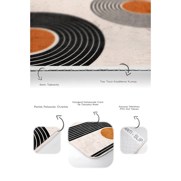 Beigefarbene Samt-Badezimmerteppiche im 2er-Set, 60 x 100 cm Dot Arch - Mila Home-image-4