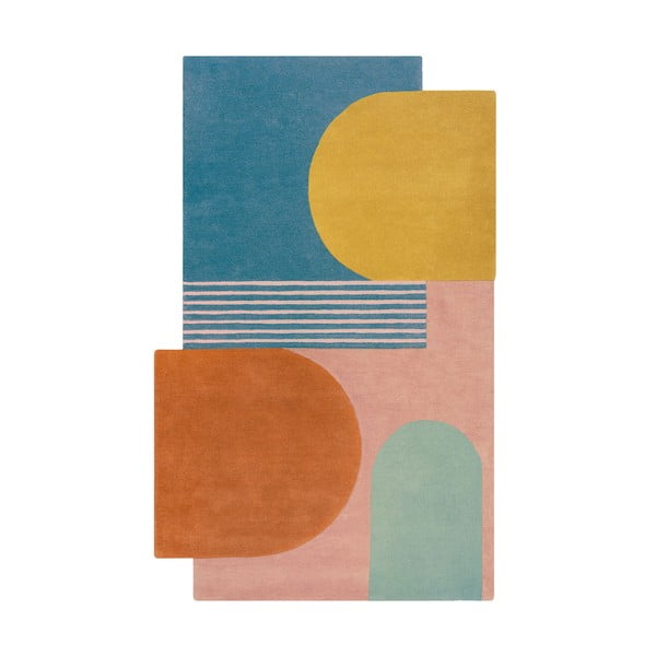 Blauer, handgewebter Wollteppich, 120 × 180 cm Lozenge Bright Multi - Flair Rugs