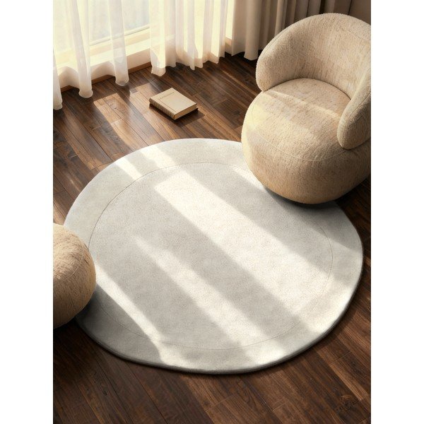Cremefarbener, handgewebter, runder Teppich mit Wollanteil, Ø 160 cm Organic Kivi Cream - Villeroy&Boch-image-1