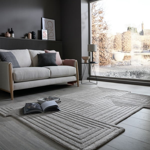 Grauer, handgewebter Wollteppich, 160 × 230 cm Zen Rectangles - Flair Rugs-image-1