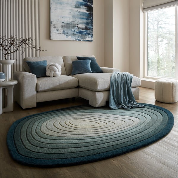 Blauer Wollteppich, 160 × 230 cm Puddle Ombre Wool - Flair Rugs-image-1