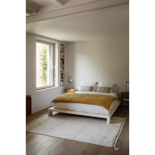 Cremefarbener, waschbarer, handgewebter Baumwollteppich, 140 × 200 cm Bloom Natural - Lorena Canals-image-1