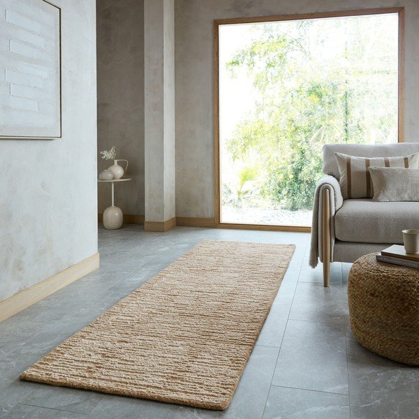 Handgewebter Wollläufer in Naturfarbe, 80 x 230 cm Harris Modula Wool - Flair Rugs-image-1