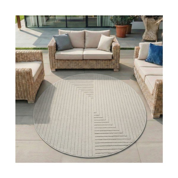 Cremefarbener, runder Teppich für den Innen- und Außenbereich, Ø 120 cm Nova 1202 - Ayyildiz Carpets-image-1