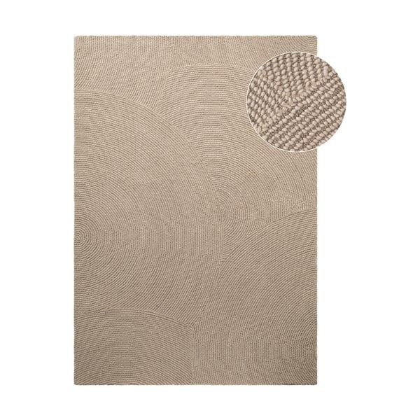 Beiger, handgewebter Wollteppich, 120 × 180 cm Calmio - Hanse Home