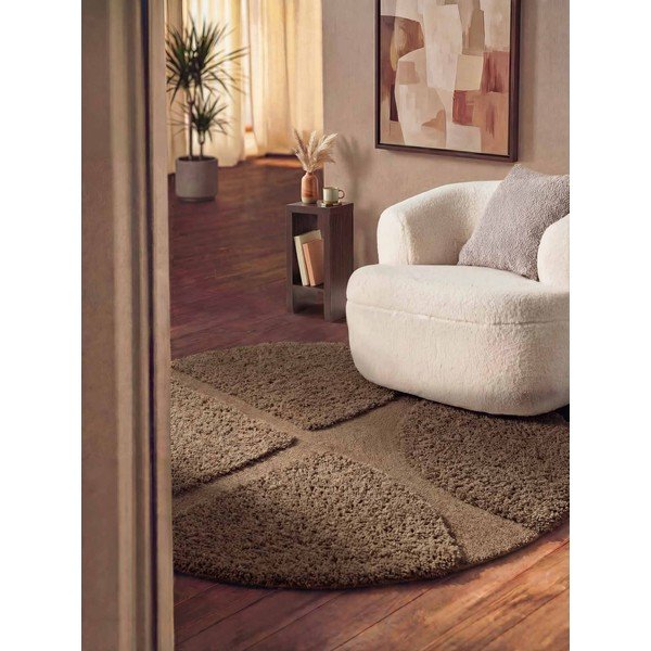 Brauner, handgewebter runder Teppich, Durchmesser 200 cm Lambeth Jasper - Ted Baker-image-1