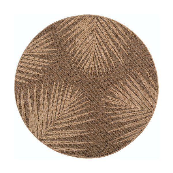 Brauner, runder Teppich für den Innen- und Außenbereich, Durchmesser 120 cm Timber 1403 - Ayyildiz Carpets