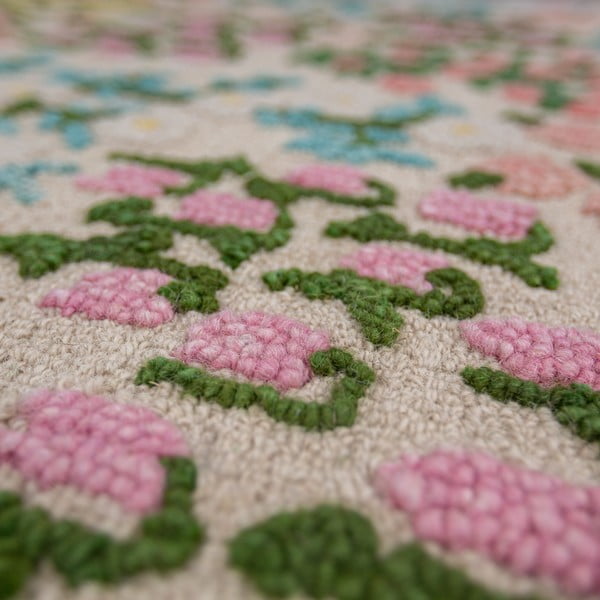Cremefarbener, handgewebter Wollteppich, 120 × 170 cm Emilia Floral - Flair Rugs-image-2