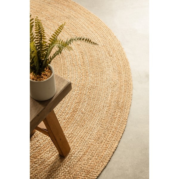Doppelseitiger runder Jute-Teppich in Naturfarbe, Ø 140 cm Braided - Hanse Home-image-4