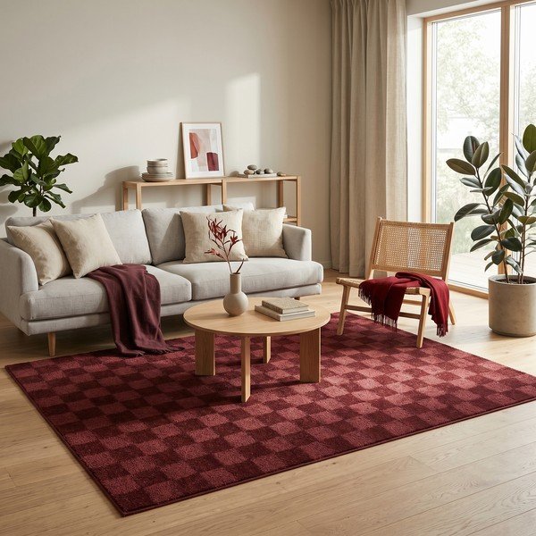 Weinroter Teppich 120 × 170 cm Mosaic - ESTE-image-3