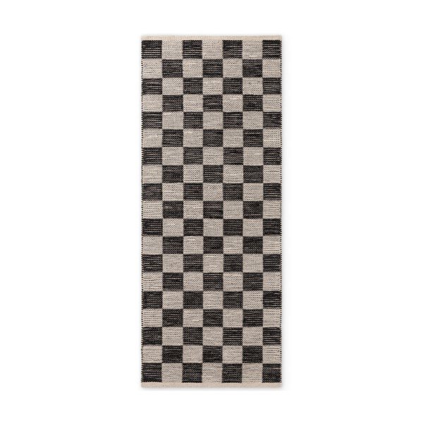 Schwarz/cremefarbener, beidseitig nutzbarer, handgewebter Läufer mit Jute-Anteil, 80 x 300 cm Rex - Hanse Home