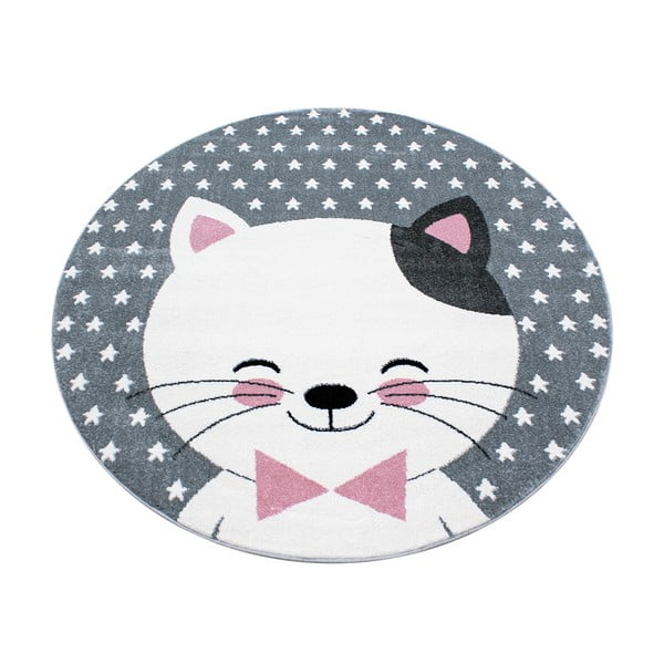 Rosa-grauer Kinderteppich, Ø 120 cm Kids - Ayyildiz Carpets