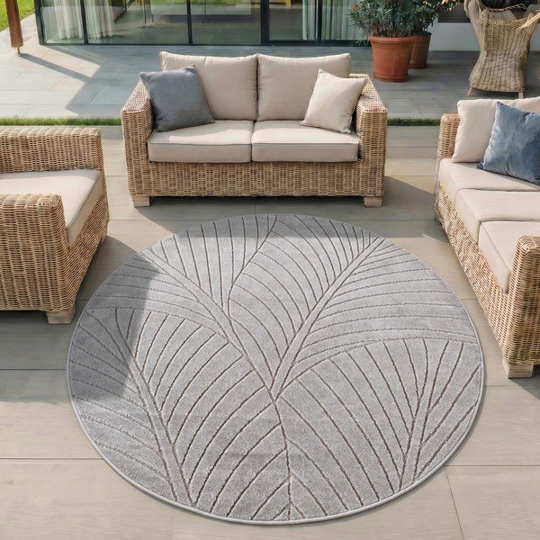 Runder Teppich für drinnen und draußen in Silber, Ø 160 cm Nova 1203 - Ayyildiz Carpets-image-1