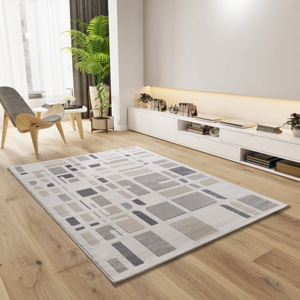 Teppich in Hellgrau und Elfenbein, 80 x 150 cm Flora - Universal-image-1