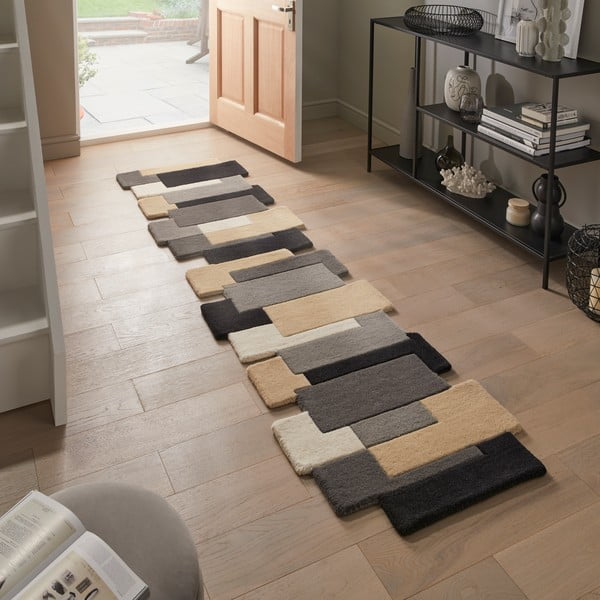 Grauer Läufer aus Wolle, 60 × 230 cm Collage - Flair Rugs-image-1