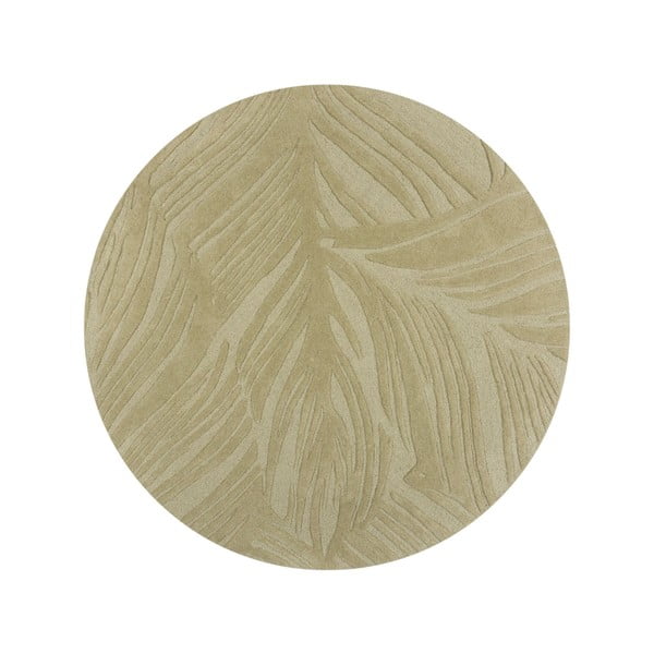 Grüner runder Wollteppich, Durchmesser 160 cm Lino Leaf - Flair Rugs