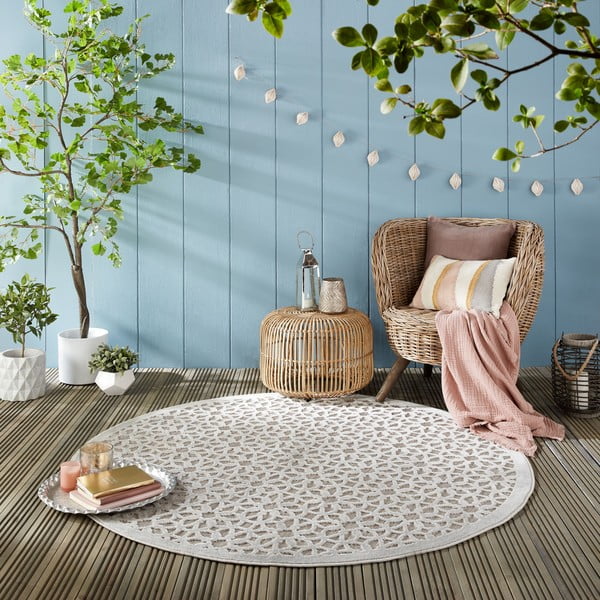 Grauer runder Teppich für den Außenbereich, Ø 160 cm Argento - Flair Rugs-image-1