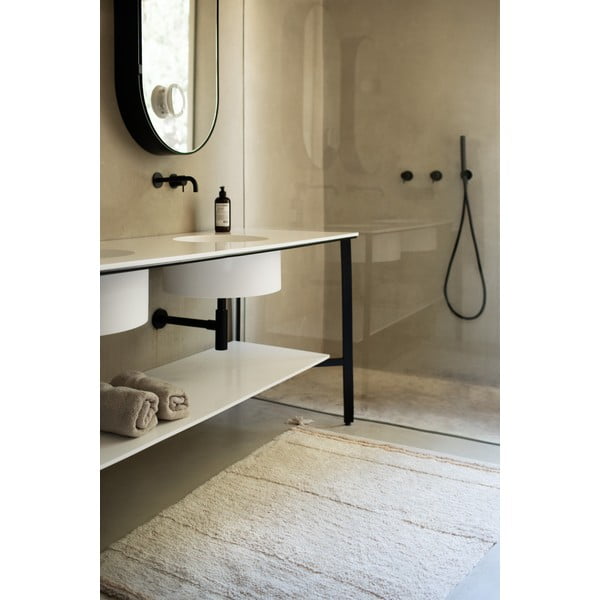 Cremefarbener, waschbarer, handgewebter Baumwollteppich, 90 x 130 cm Bloom Natural - Lorena Canals-image-3