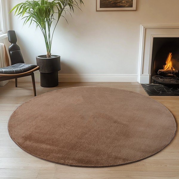 Brauner runder Teppich, Durchmesser 120 cm Joy 1400 - Ayyildiz Carpets-image-1
