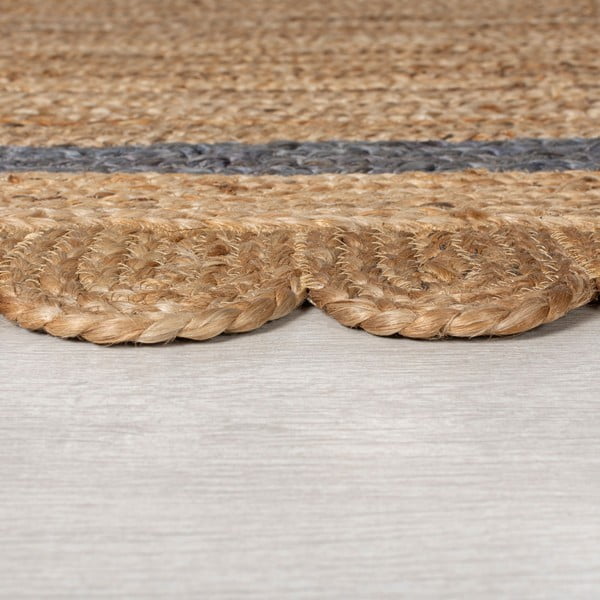 Grauer/naturfarbener, handgewebter runder Jute-Teppich, Ø 160 cm Grace Grey - Flair Rugs-image-4