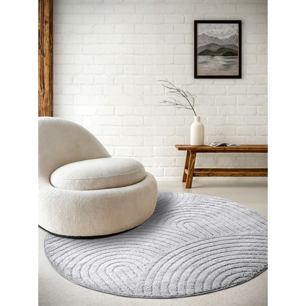 Hellgrauer runder Teppich, Ø 200 cm Panglao New York Light Grey - Elle Decoration-image-1