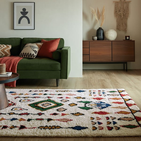 Cremefarbener, handgewebter Wollteppich, 120 x 170 cm Moroccan Fes - Flair Rugs-image-1