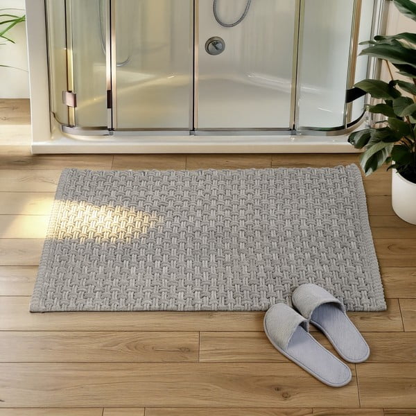 Graue Textil-Badezimmermatte, 50 x 80 cm Ecoli - Wenko-image-1