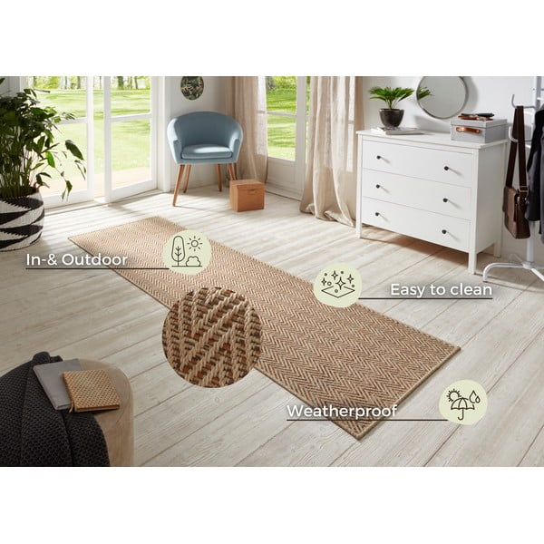 Hellbraune Lauffläche für den Innen- und Außenbereich, 80 × 250 cm Nature - Hanse Home-image-3