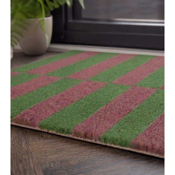 Fußmatte aus Kokosfasern, 40 x 60 cm Pink & Green Half Stripes - Artsy Doormats-image-3