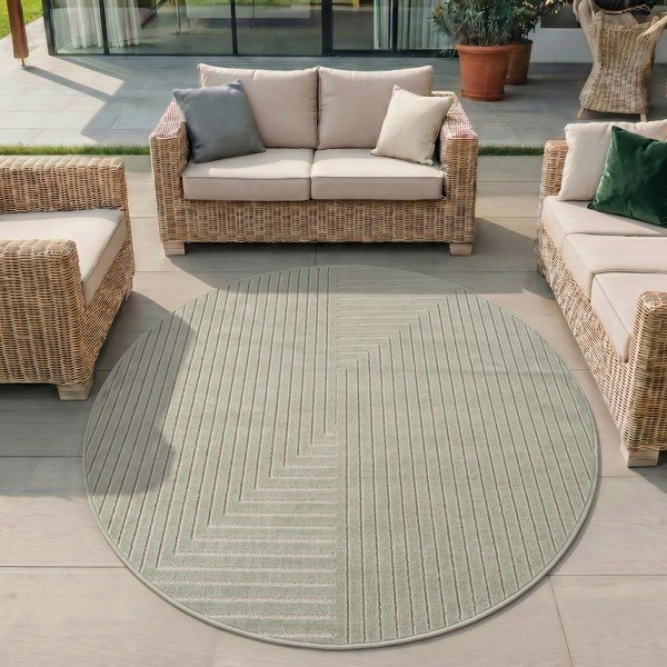 Grüner, runder Teppich für den Innen- und Außenbereich, Ø 160 cm Nova 1202 - Ayyildiz Carpets-image-1