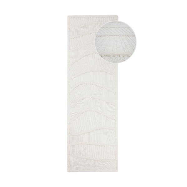 Weißer, handgewebter Läufer mit Wollanteil, 80 x 230 cm Sculptured Wave - Flair Rugs