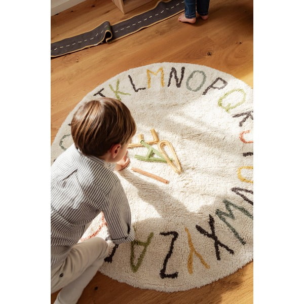 Cremefarbener Spielteppich aus Baumwolle für Kinder, Ø 120 cm ABC Color and Letters - Lorena Canals-image-1