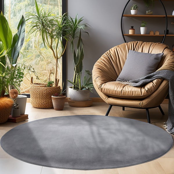 Grauer, waschbarer, runder Teppich, Ø 200 cm Sky - Ayyildiz Carpets-image-1